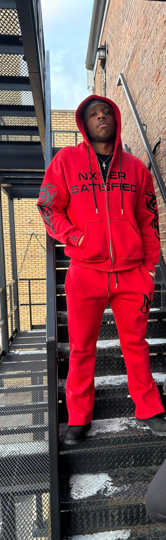 Red “million dolla thoughts” sweatsuit