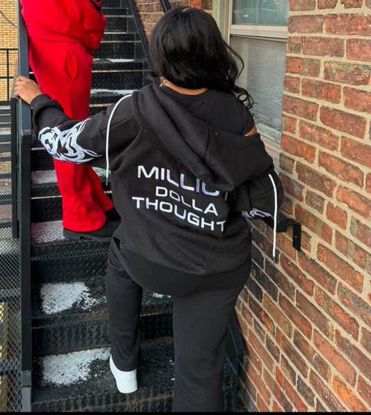 Black “million dolla thoughts” sweatsuit